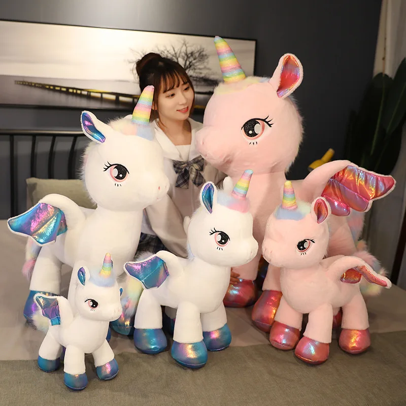 Wholesale Cute Rainbow Pegasus Doll Unicorn Little Pony Plush Toy Throw Pillow Doll Pink Decoration Birthday Gift For Kids
