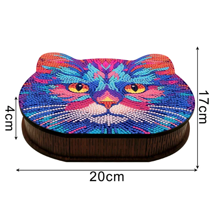 COOLEVE Factory Accepted Custom Diamond Painting DIY Storage Box Handmade Cartoon Design Wood Large Capacity Resin Crafts