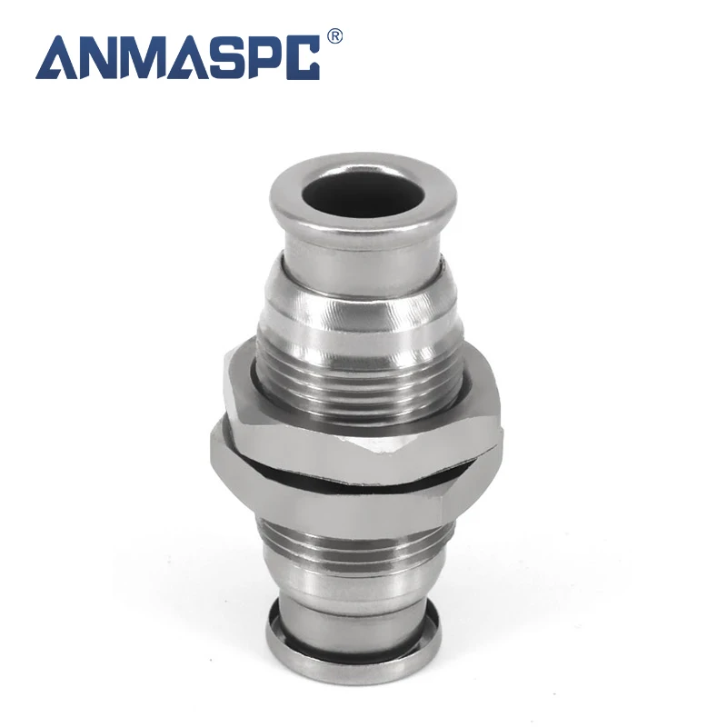 ANMASPC  factory outlet manufacturer stainless steel bulkhead pneumatic pipe fitting air hose fast lock connector tube plug