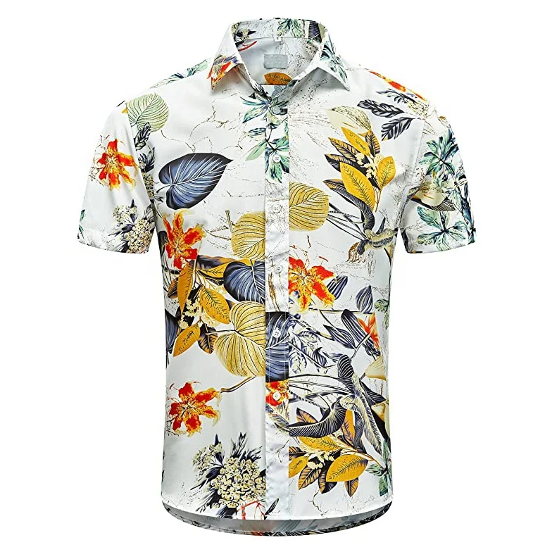New Style Custom Summer Beach Hawaiian Casual Shirt Printed Men Floral Shirts