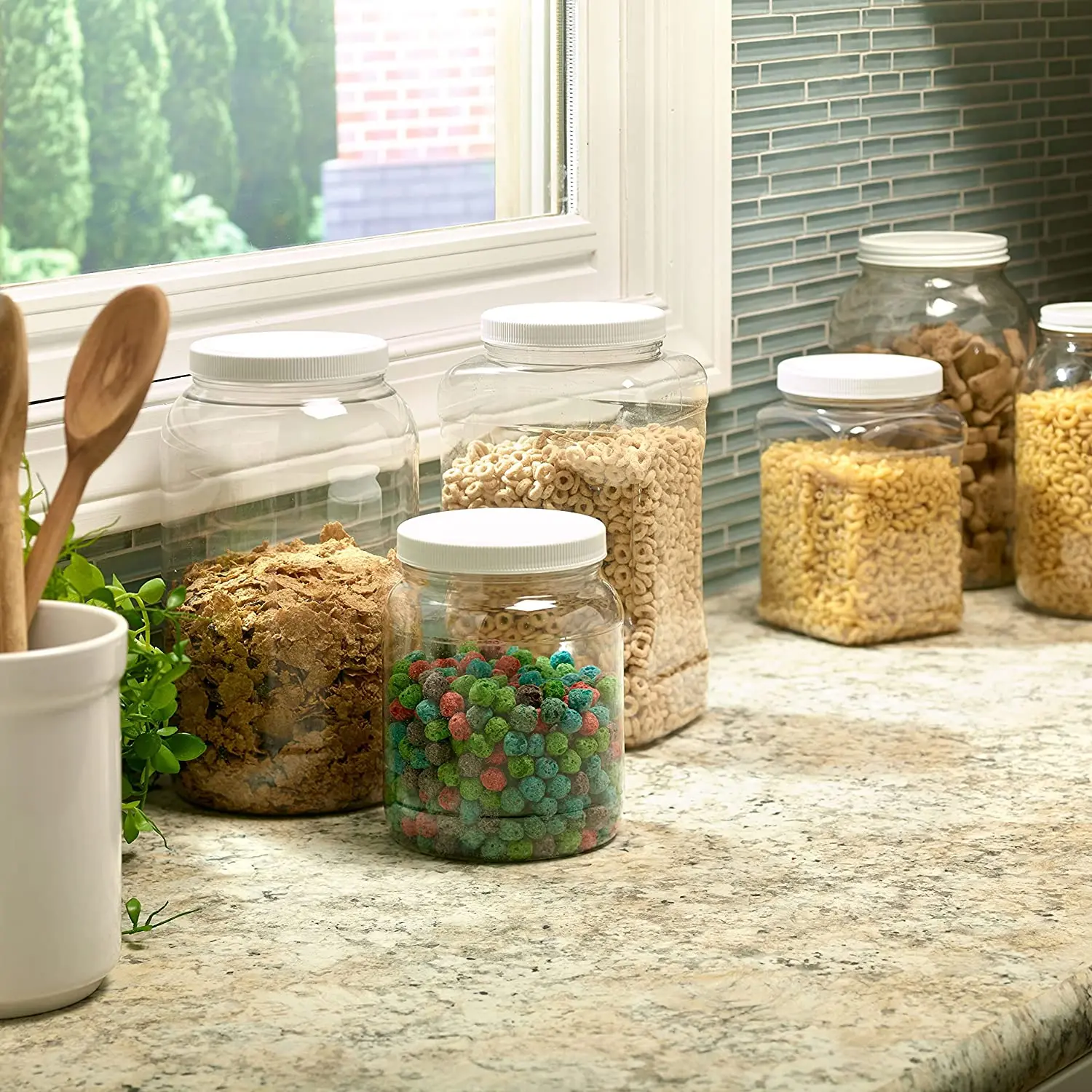 3L 3000ml PET Plastic Jar with Airtight Leakproof Lid for Sun Tea, Fermentation, Food Storage,milk powder