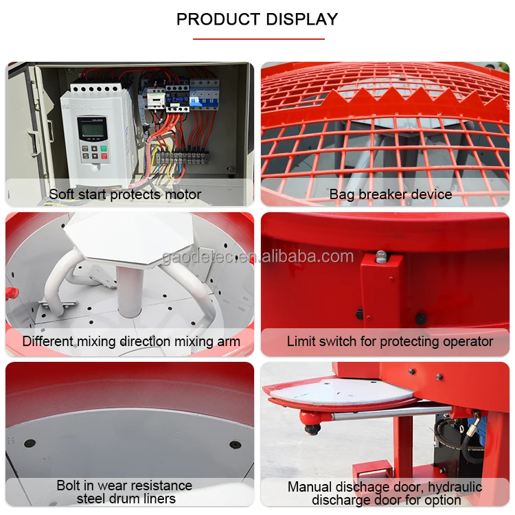 GRM500 refractory pan mixer for mixing refractory and high alumina castable pan type concrete mixer