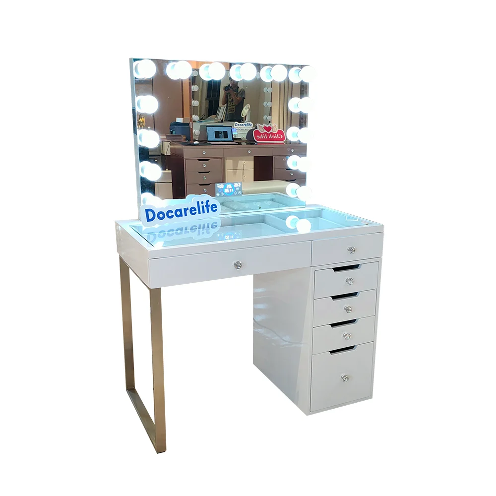 Makeup vanities dressers stock in USA! Docarelife corner dressing table designs make up vanity set with mirror
