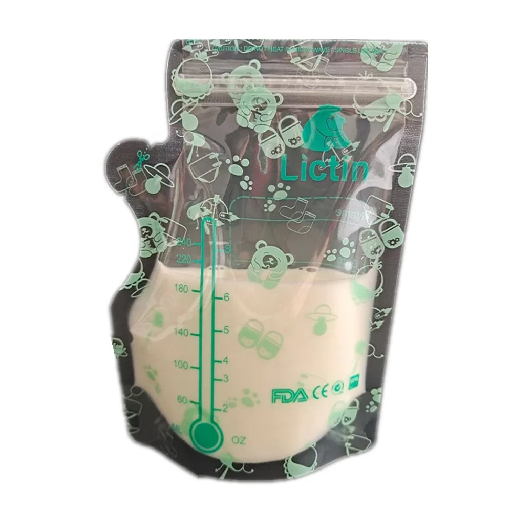 OEM resealed 240ml 8oz BPA free double zipper freeze breast milk storage bag leak-free pouch