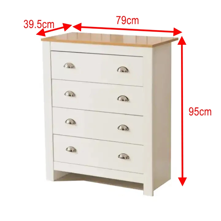 Vintage Living Room Furniture White Modern OAK MDF Wood Cabinet drawer chest With 4 Drawer