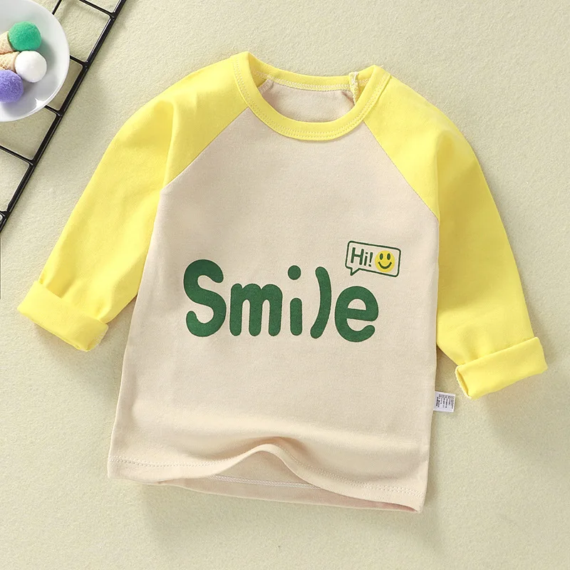 100% Cotton Kids T-Shirts Children Tops Clothes Tee Baby Boys Girls Long Sleeve T shirt 1 2 3 4 5 6 Years Old Child Clothing