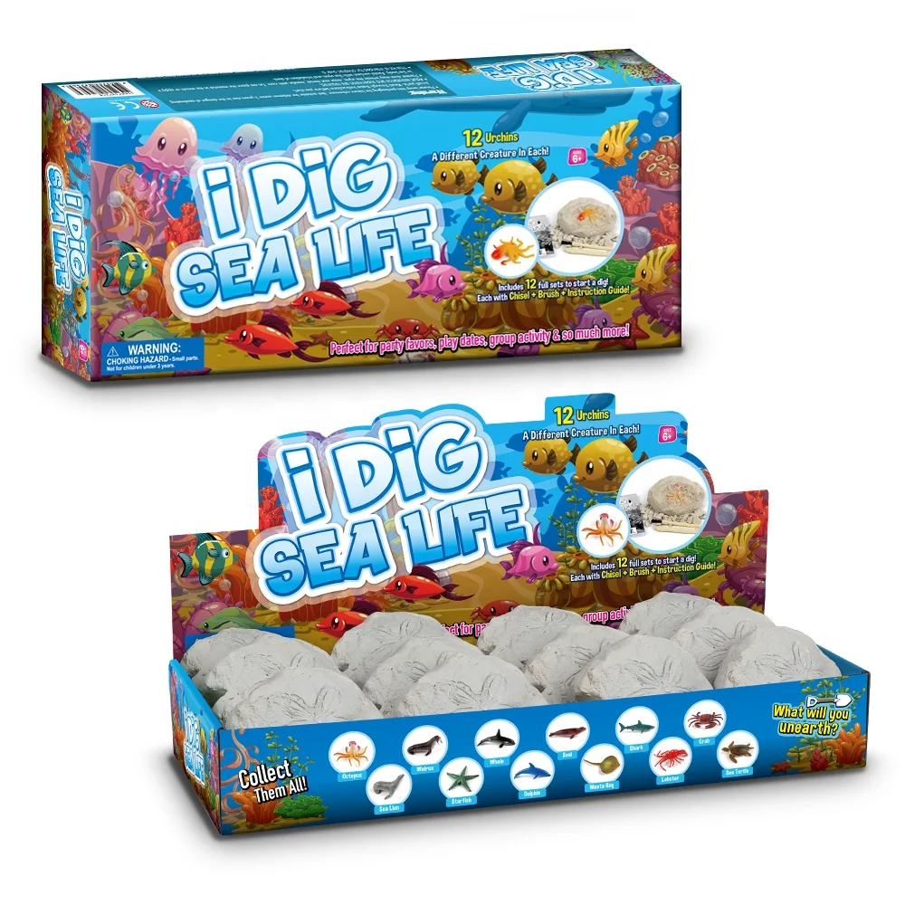 Educational Toys Funny Designs Safety Colorful Dig It Out Mini Plastic Sea Life Excavation eggs Kit Toy for Kids