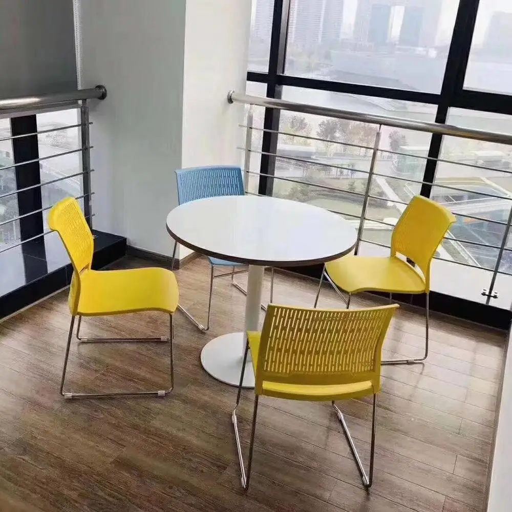 842-3C  Hot selling Plastic chairs   12mm thickness solid steel plating  Stackable  office modern chair