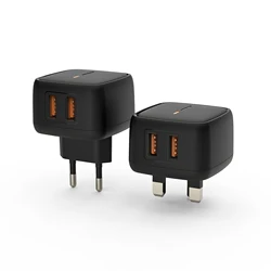 UK EU Plug 5V 2.4A Mobile Phone USB C Travel Fast Charger Wall Power Adapter For Iphone Dual Socket Ports Adapter Charger Head