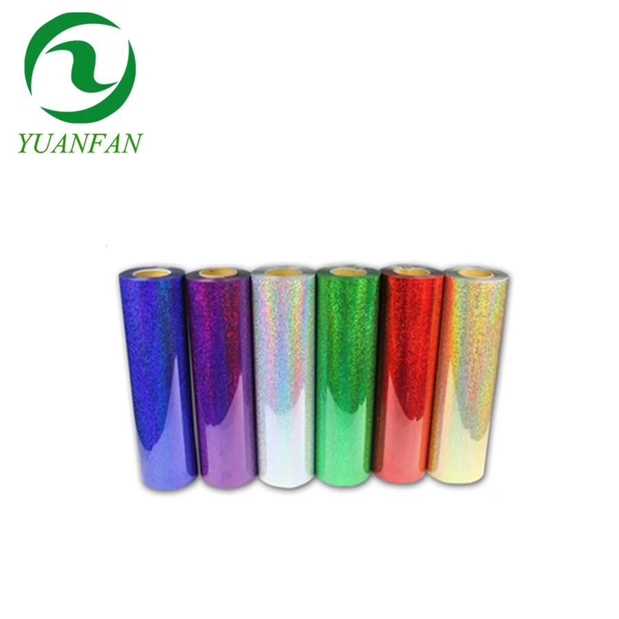 Yuanfan High Quality Hologram heat transfer vinyl for clothing t-shirt Iron on film textile fabric htv cricut