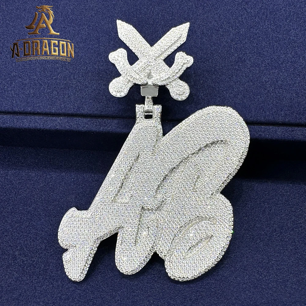 Изготовленные на заказ кулоны из муассанита ручной VVS оптовая продажа обледеневшее золото 925 Подвеска стерлингового серебра