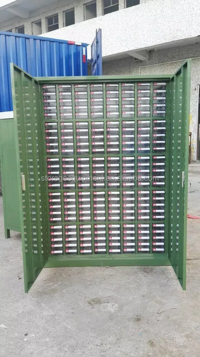 Metal workshop tool storage cabinet for small parts