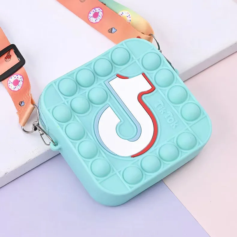 2021 Fashion Mini Crossbody Bag Cartoon Tik Tok Pattern Square Kids Coin Purses And Handbags Little Girls
