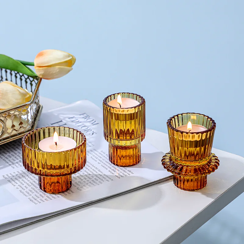 High Quality Two Way  Luxury Glass Candle Holder Container Wholesale