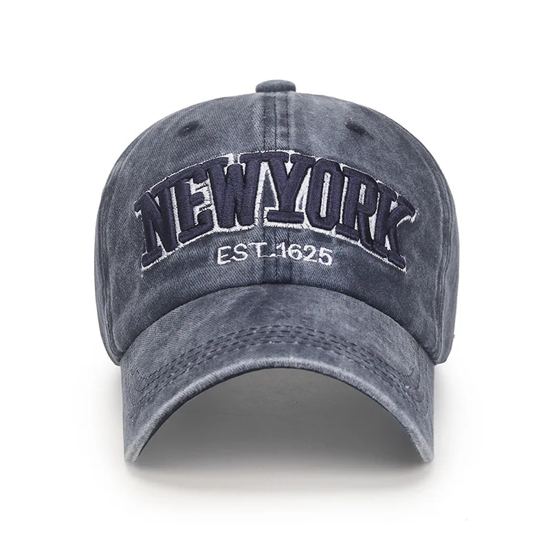 Plastic Raw Materials New soft top washable coated cloth cap with three dimensional embroidery sun visor worn faded baseball ma