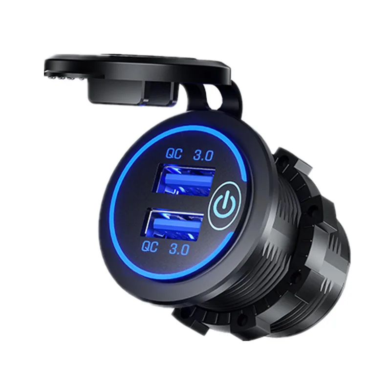 Заводская цена 12 в двойной QC3.0 USB быстрое автомобильное зарядное устройство розетка питания с