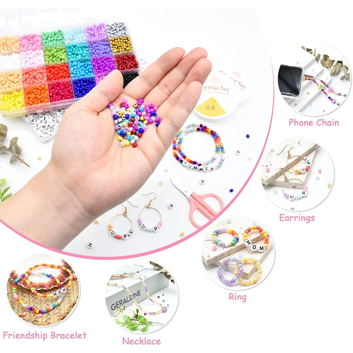 Cross border 24 color baking paint 4mm millet beads acrylic letter beads DIY bracelet jewelry bead set for women