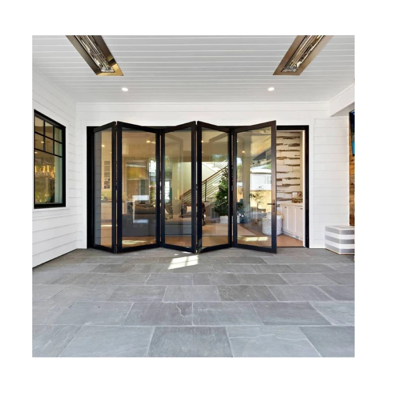 Hot Selling Pvc Folding Door Aluminum Glass Folding Door Accordion Wrought Iron Bi Fold Door
