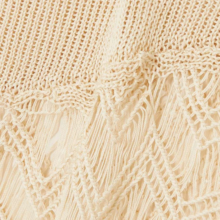 Custom Knitted Skirt Net Fringe Asymmetric Cotton Skirts Women Crochet Skirt