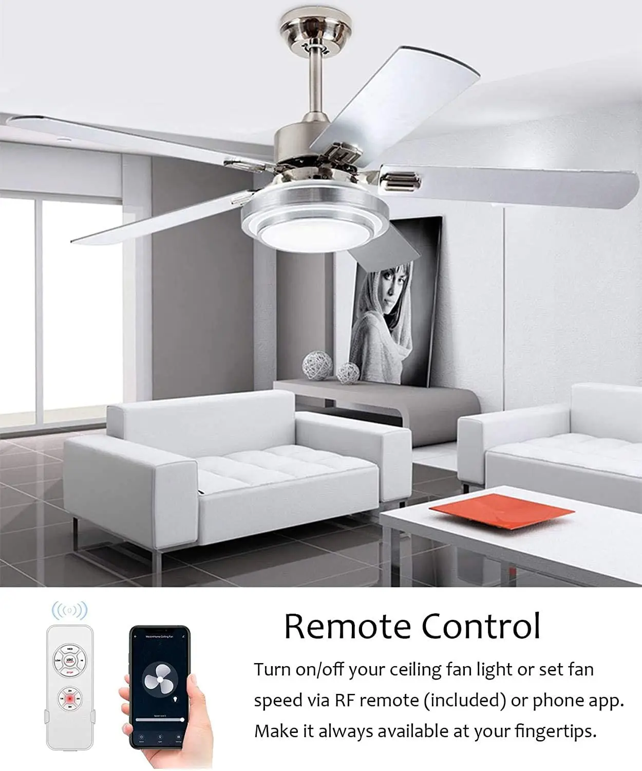 
WiFi Smart Ceiling Fan Light Controller Kit RF/APP Remote Control for Ceiling Fan Compatible with Alexa and Google Home Assist 