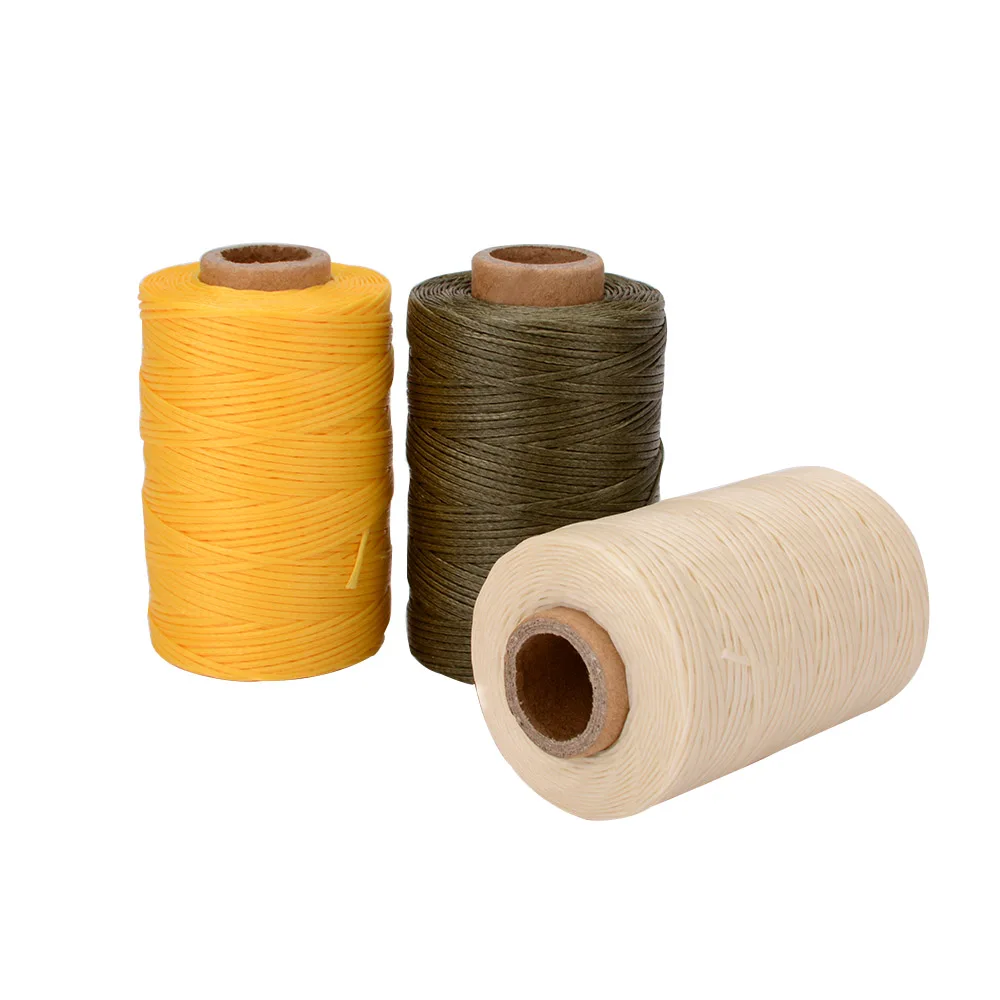 0.8mm 150D flat braided bead thread polyester Waxed Thread Leather for sewing