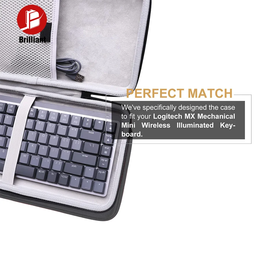 Buweilian Illuminated Mini Wireless Keyboard Case Replacement EVA Protective Hard Case Logitech MX Mechanical Home Travel