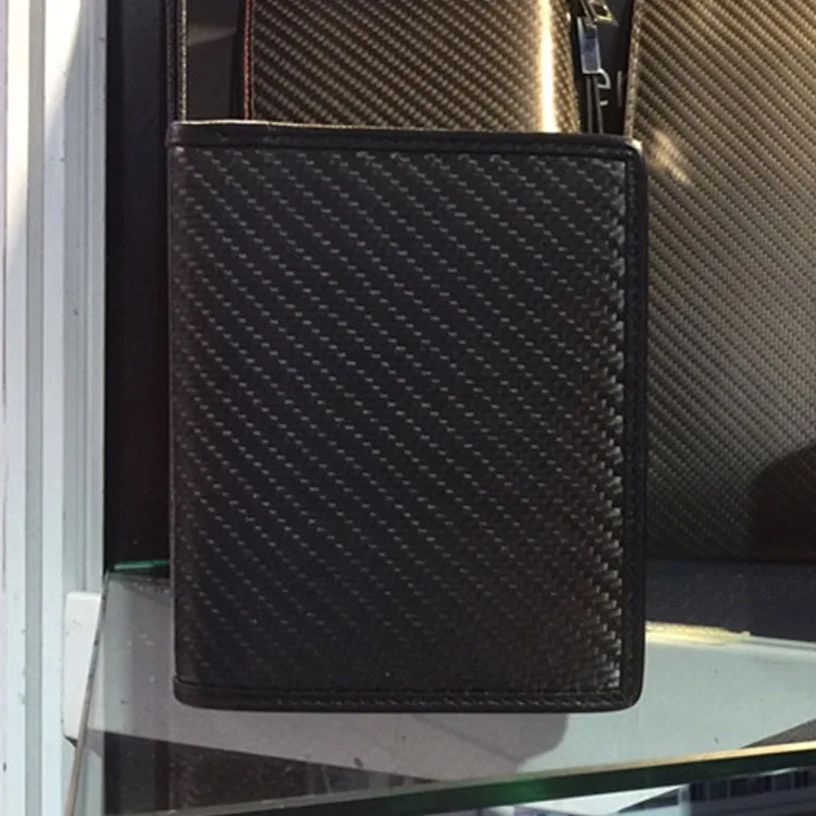 Free Shipping Cheap Rfid Blocking Genuine Leather Carbon Fiber Men Wallet with Good Quality