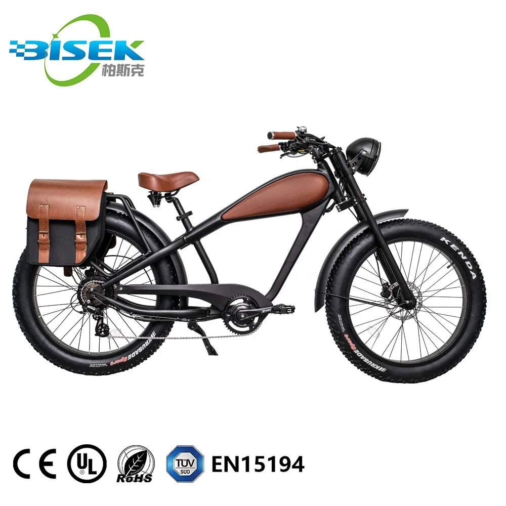  Высокой мощности 48V 750W винтажный электрический велосипед горный 26 дюймов с толстыми покрышками детский Cafe
