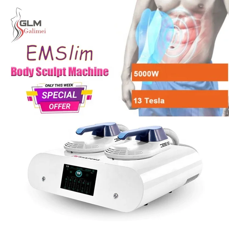 2 handles 5000W emslim weight loss hip lift abs body slim zero muscle stimulator neo 13  tesla ems body sculpt machine