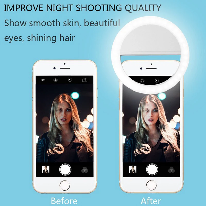 Portable Mini Pink Makeup Selfie LED Ring Flash Light Video Live Photography Fill Light Mobile Phone LED Selfie Ring Light