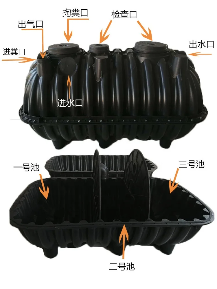 PE Plastic 1500L Three Lattice home septic tank plastic Factory Direct Sales Strength Water Tank promotion list