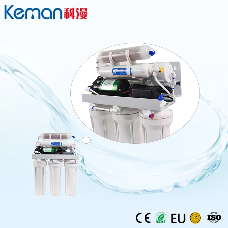 6 stage auto flush reverse osmosis water filter system with clear housing