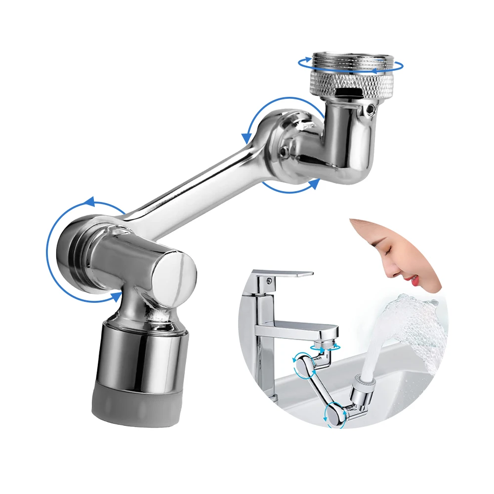 Universal Chromed Brass Anti-splash Faucet 1080 Degrees Rotating Faucet Extender Aerator With 2 Water Outlet Modes