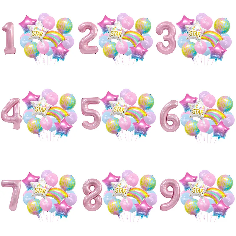 New Design Macaron Gradient Meteor Color Comet Tail Foil  Balloon Helium Confetti Balloons Set Baby Shower Decorations Supplies