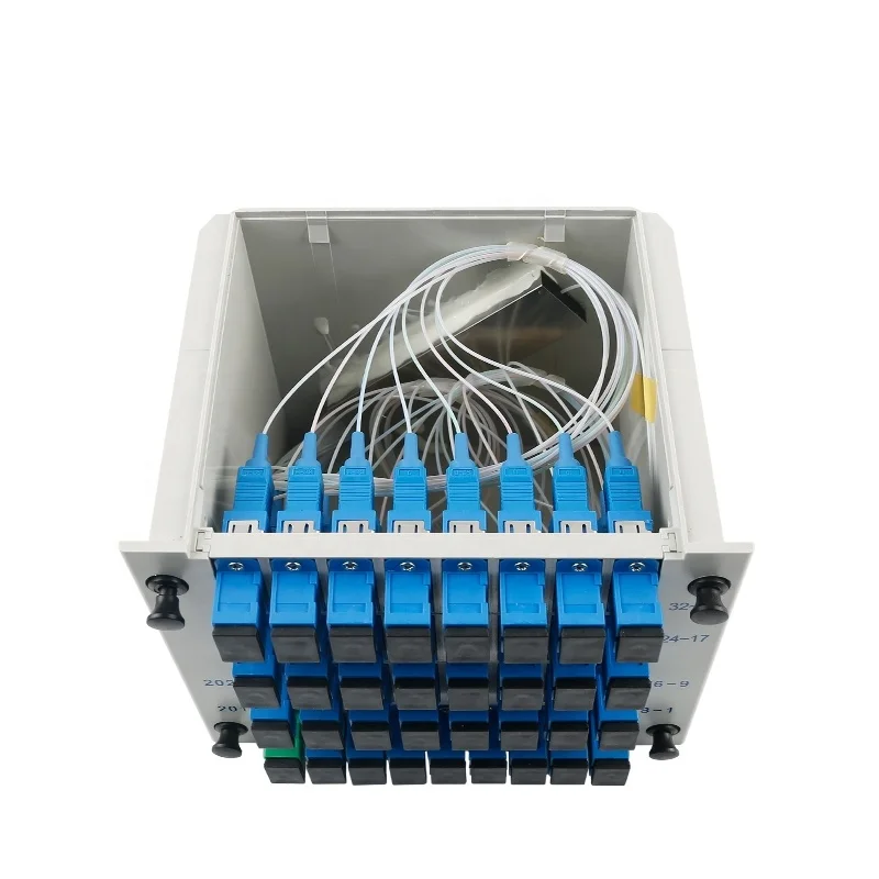 Fiber Optical Divider 1x32 SC/UPC Box Cassette Card Inserting PLC Splitter 16 Ports optical splitter