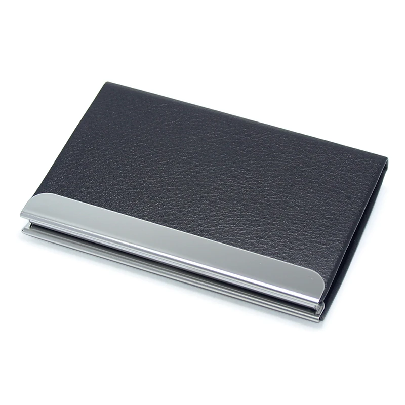 
PU Leather Stainless Steel Card Wallet Case Box Cardholder Magnet Metal Purse Men Women Business Name ID Bank Credit Card Case 