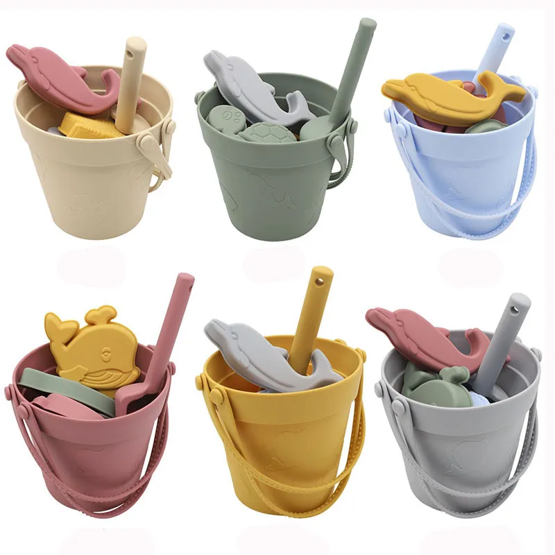 New Silicone Beach Shovels Sand Summer Toys Set Kids Durable Sand Molds Pail Outdoor Water Play Pool Bath Silicone Beach Toys