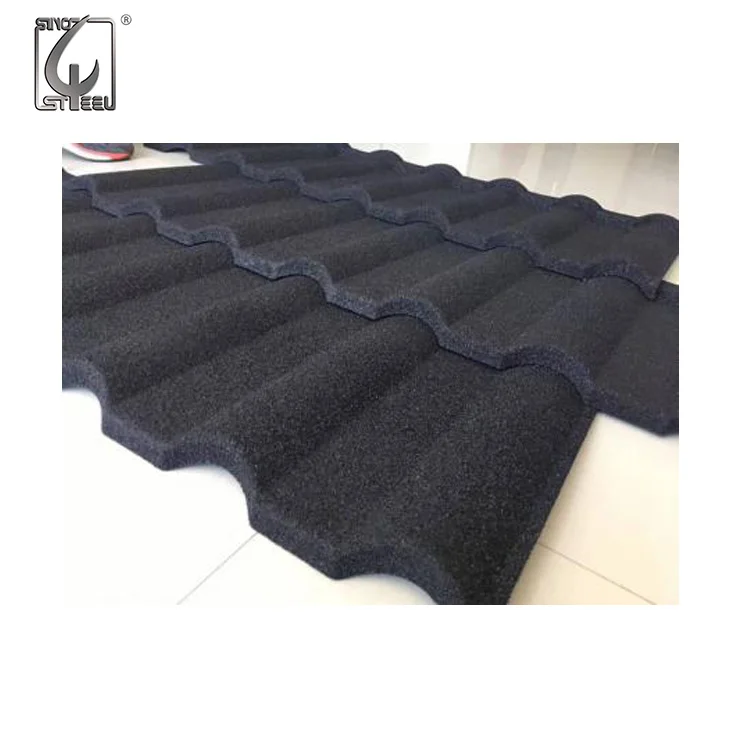 Roof Tile 0.4mm Bond Colorful Stone Coated Metal Black Roofing Tiles Sheet