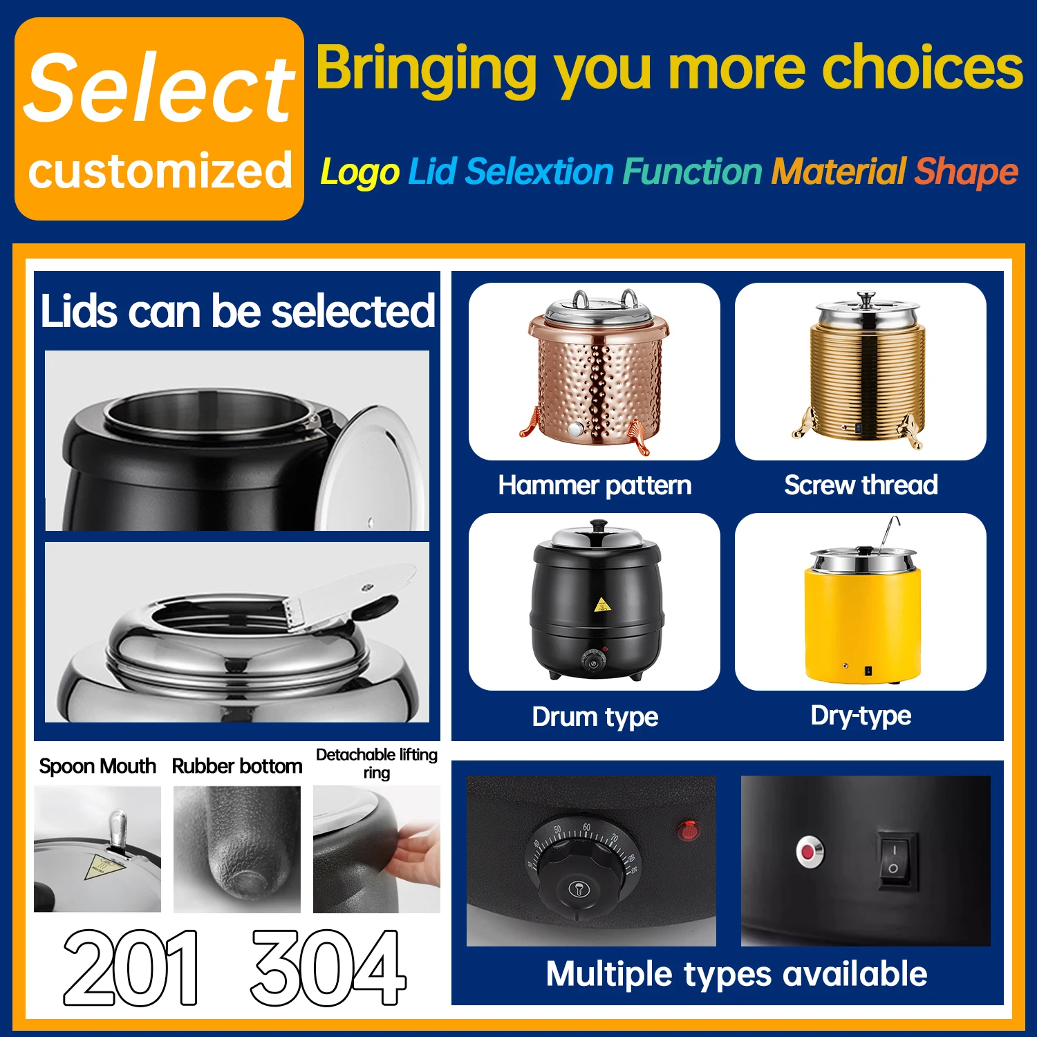 YITIAN Commercial Stainless 13L Soup Insulated Warmer Pot Container Black Straight Electric Heating Pot