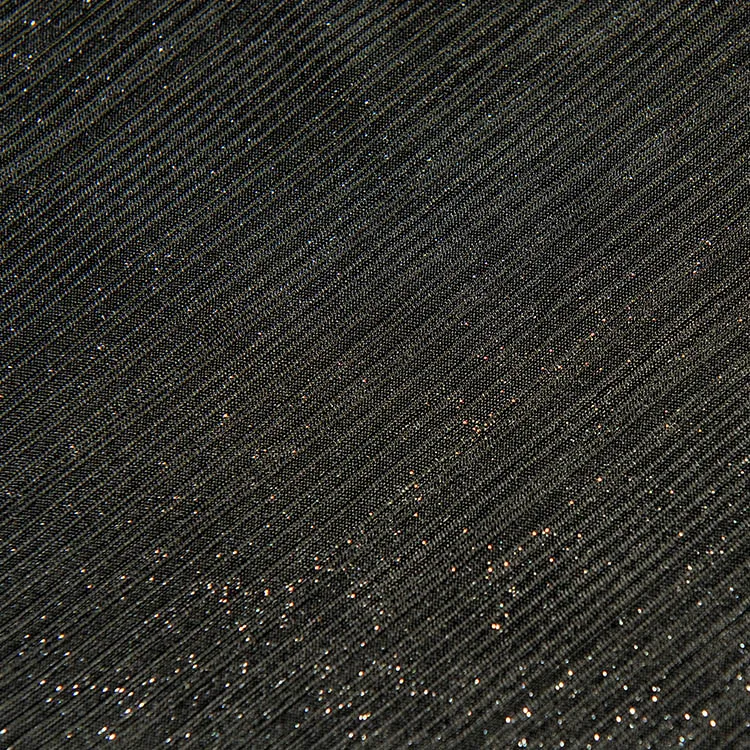 Stock Lot  Knitted Chiffon Yoyo Stripe Fabric with All-over Foiled for Prom Dress