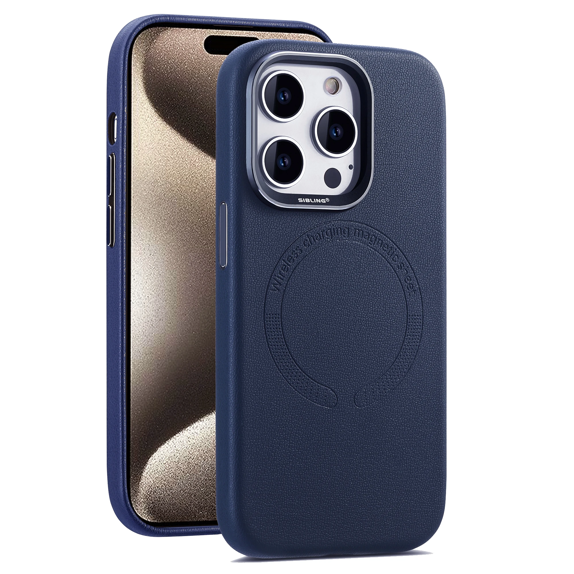 Pu Leather Magnetic Phone Case For IPhone 15 Pro Max 14 Plus Wireless Charging Business Metallic Polyurethane Cool Cover