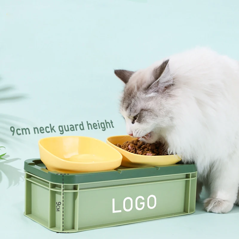 Taotaos Original New Design Wholesale Neck Guard Pet Double Bowl Camping Pet Food Can Be Stored Supply Crate Pet Feeding Bowl