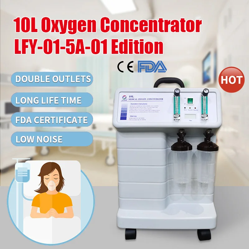 factory price cheap 10 Liter Dual Flow Oxygen generator Hospital Home Use 20l Portable Oxygen-concentrator Machine Medical Grade