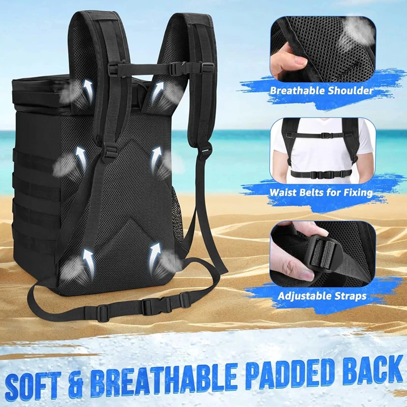 45 can tactical hiking camping lunch box soft leakproof insulated drink beer cooler backpack picnic bag with top handle