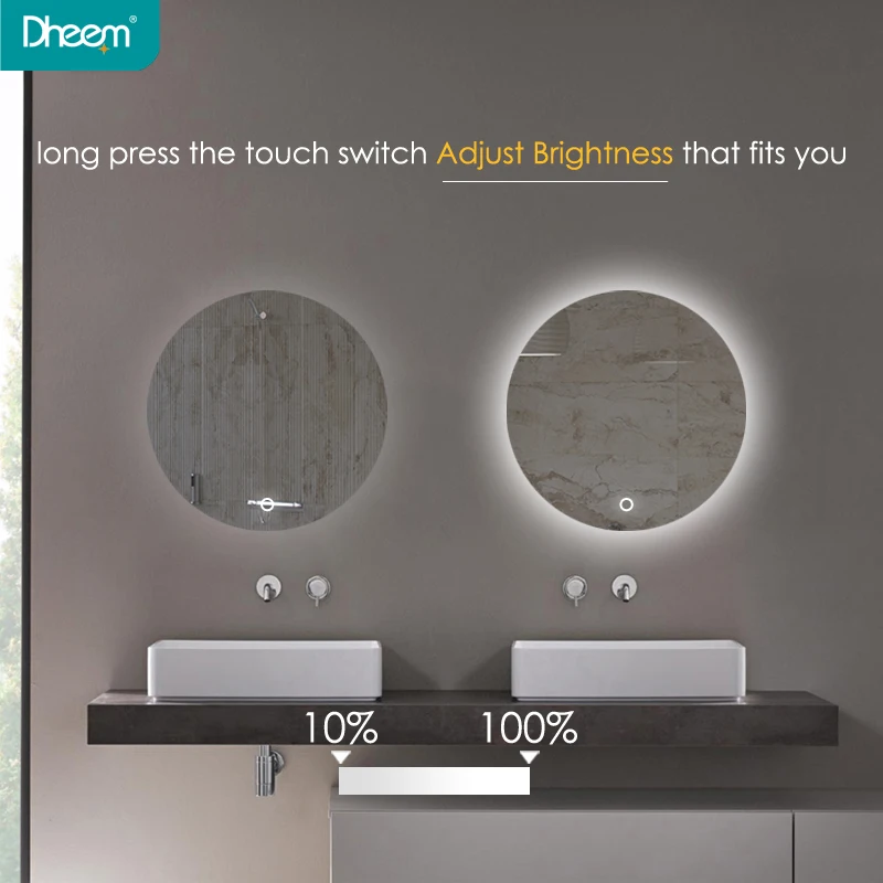 
round Illuminated smart backlit mirror lighted bathroom mirrors led mirror 