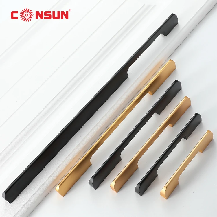 Zinc Alloy Brushed Gold Furniture Solid Cabinet Pulls Drawer Knobs Kitchen Door Cupboard Handle Pulls