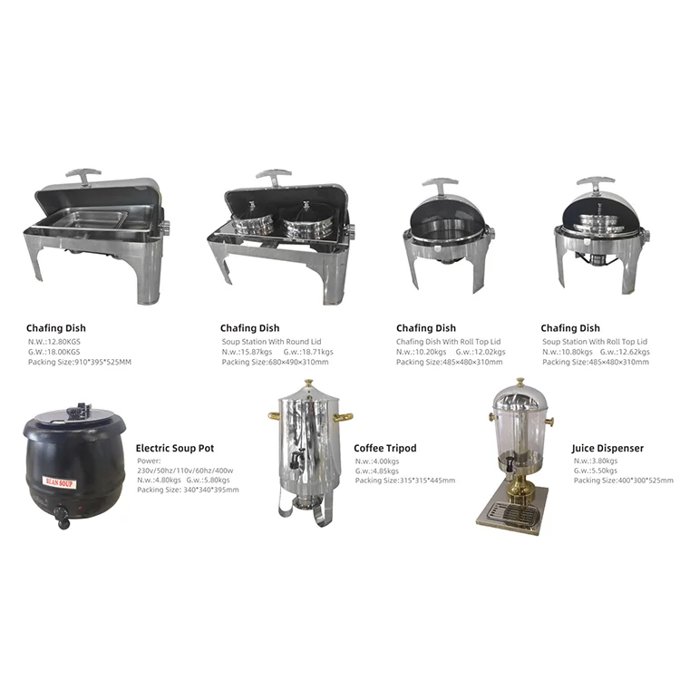(7Pcs/Set)Restaurant Food Warmer Set Chafing Dish Juice Dispenser Hotel Soup & Stock Pots Dinnerware Sets