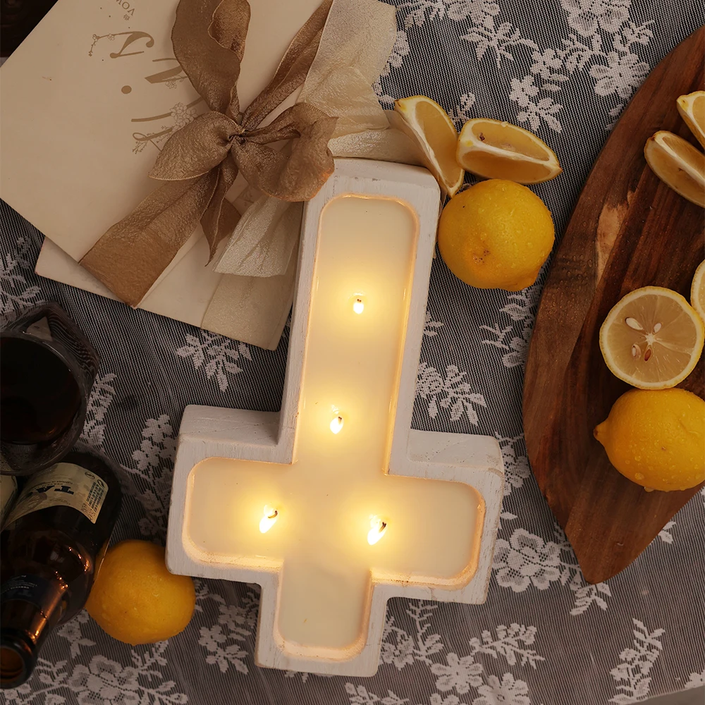 Cross Shape Wood Dough Bowl Candles  100% All-Natural Soy Wax & Essential Oil Infused Safe