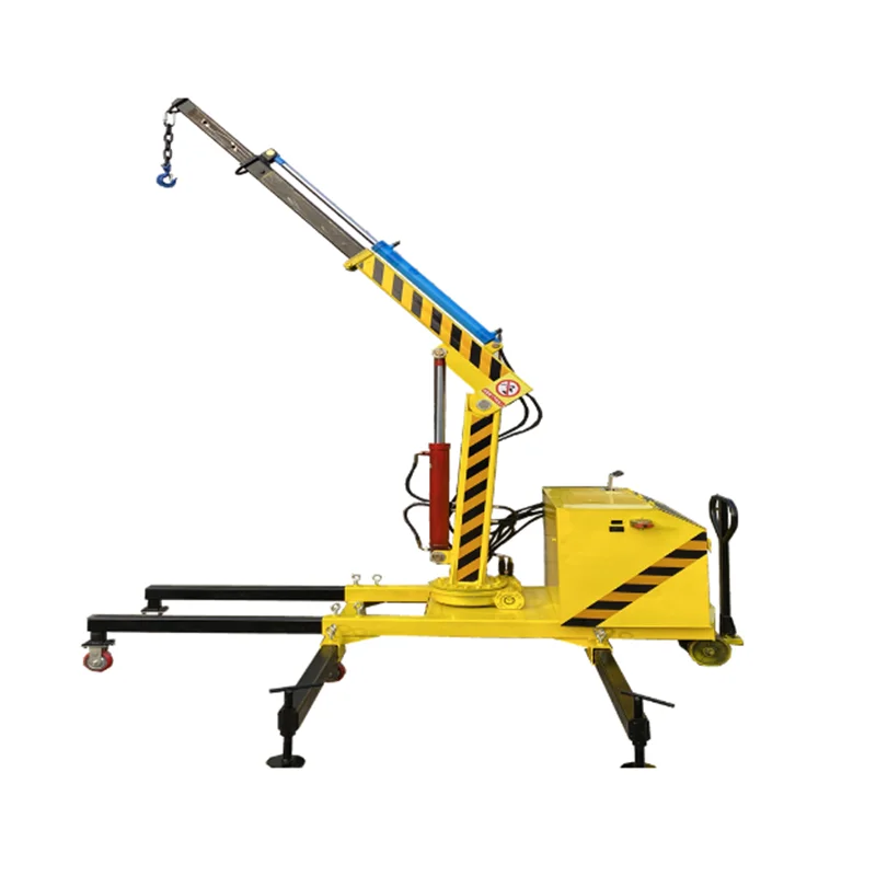 mini hydraulic crane 500kg 1500kg 1000kg 2000kg rubber wheel battery operated full electric hydraulic shop floor crane