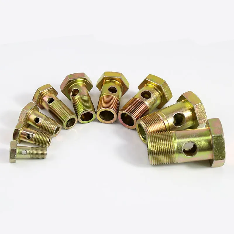 Factory custom galvanized banjo bolt fitting double hole carbon steel hex hollow screw bolts